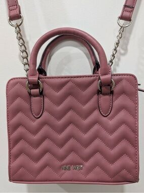 Nine West Pink Quilted Mini Satchel with Chain Strap